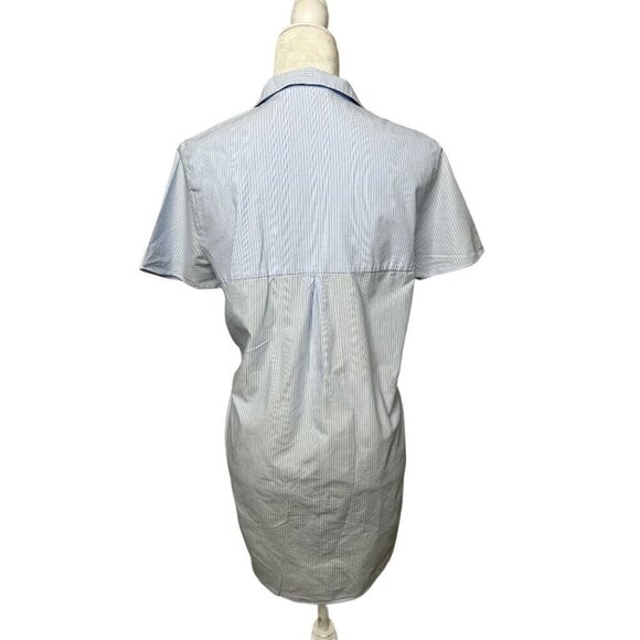 Zara Women's Light Blue & White Striped Button-Down Short Sleeve Shirt Tall M - Picture 6 of 9
